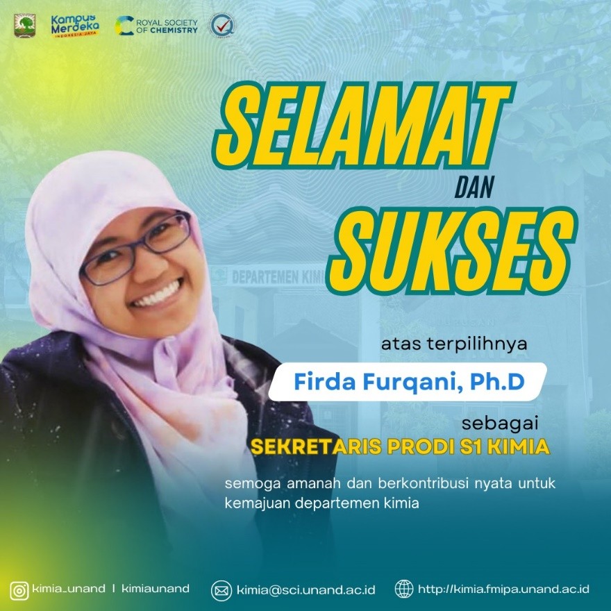 Firda Furqani, Ph.D terpilih sebagai Sekretaris Program Studi S1 Kimia